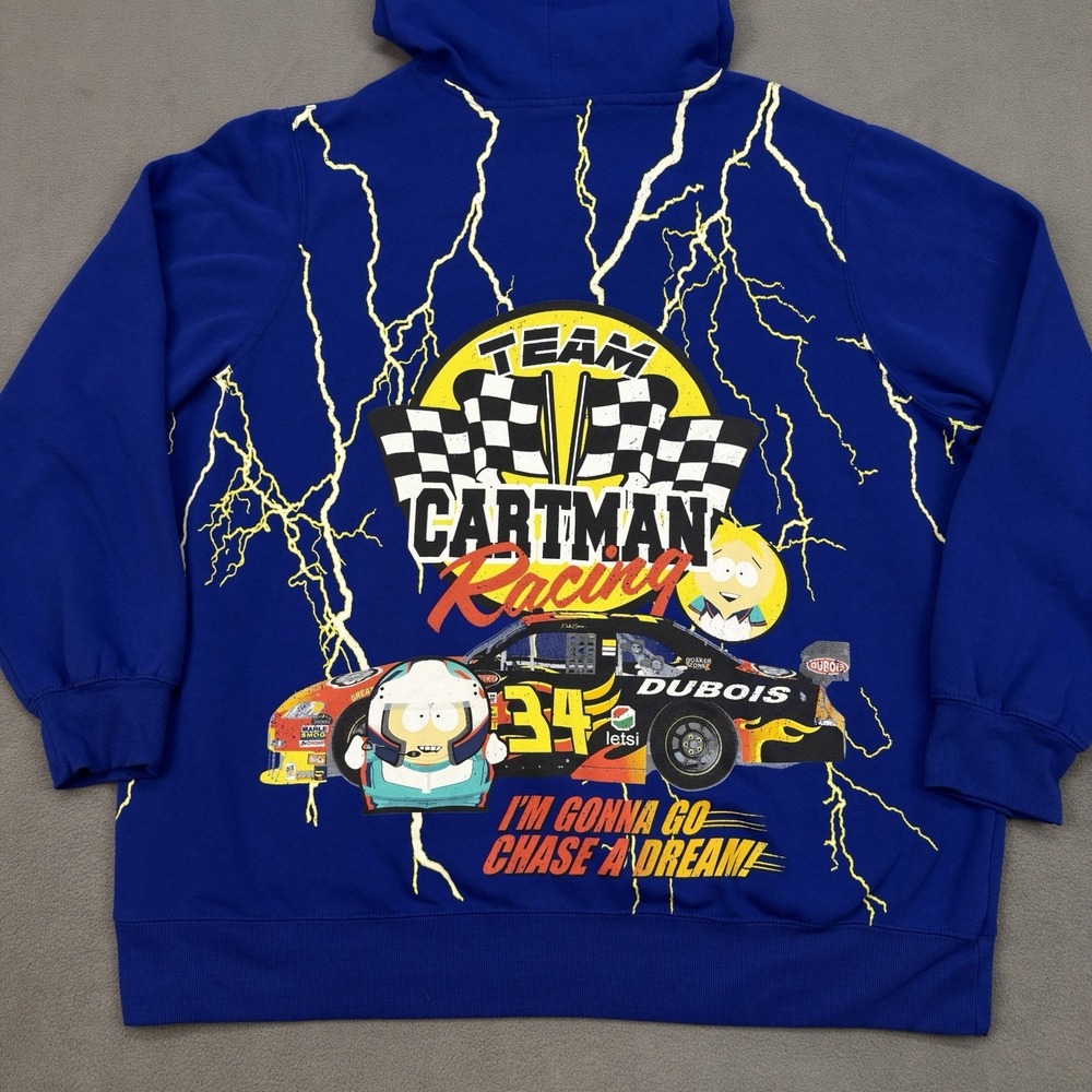 South Park Team‎ Cartman Racing Hoodie Men's Size 3XL Blue Graphic NASCAR Style